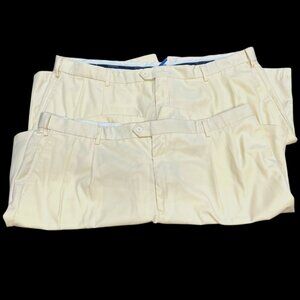 Lot 2 Pair Bocaccio Golf Men's Pleated Shorts 46 Yellow Casual Sport Pockets